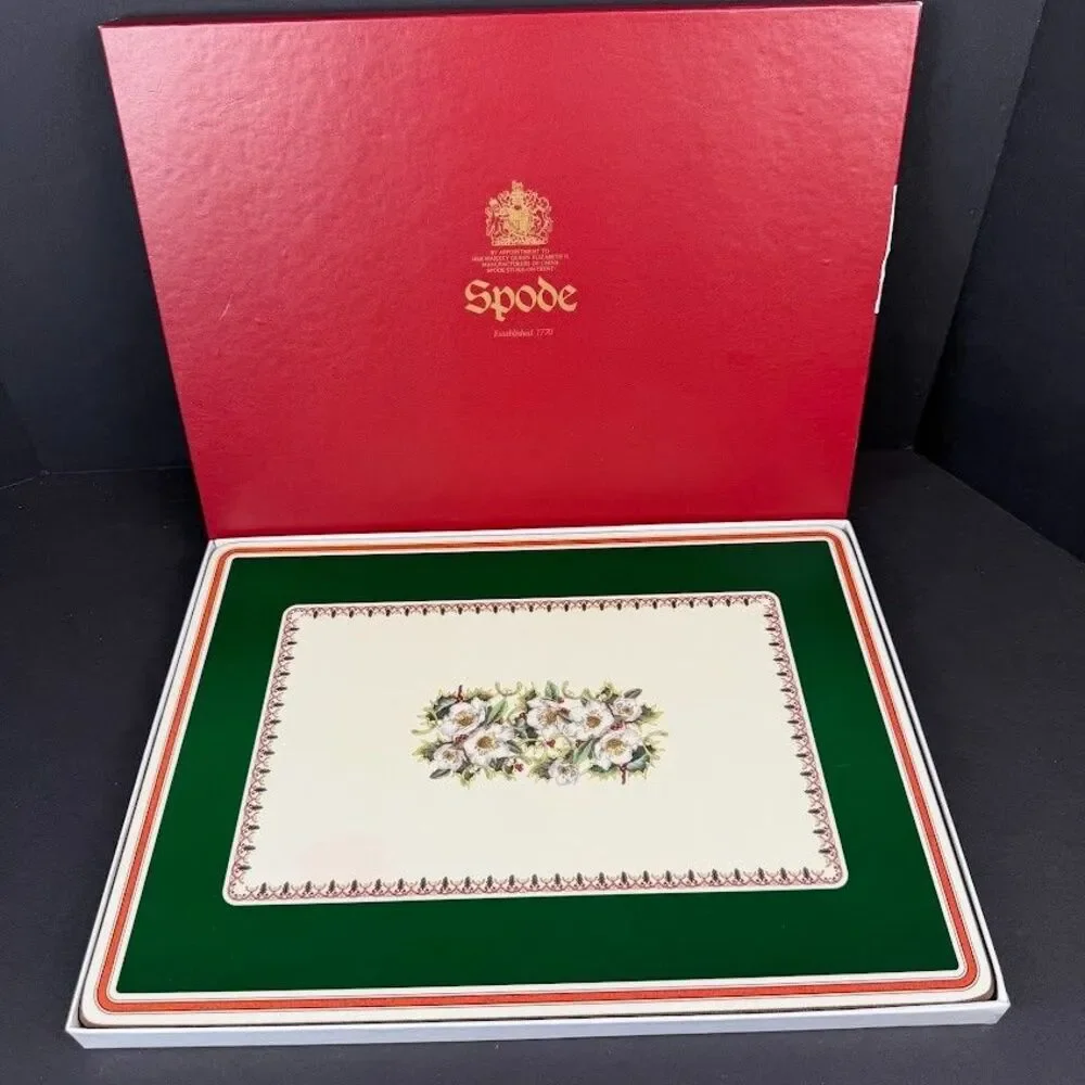 Set of 4 Spode Christmas Rose Cork/Acrylic Finish 16x12 Placemats Made England